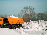КАМАЗЫ вываливают снег за Степановкой в Ромашку