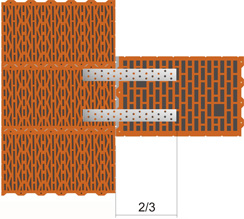 перевязка внешней стены из крупноформатных блоков с внутренней стеной при помощи стального анкера