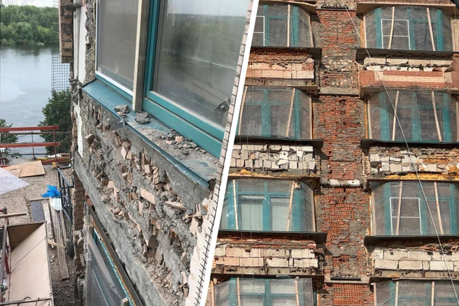 Элитный московский ЖК «Алые паруса» разваливается&nbsp;— кадры фасада | Источник: Недвижа / T.me